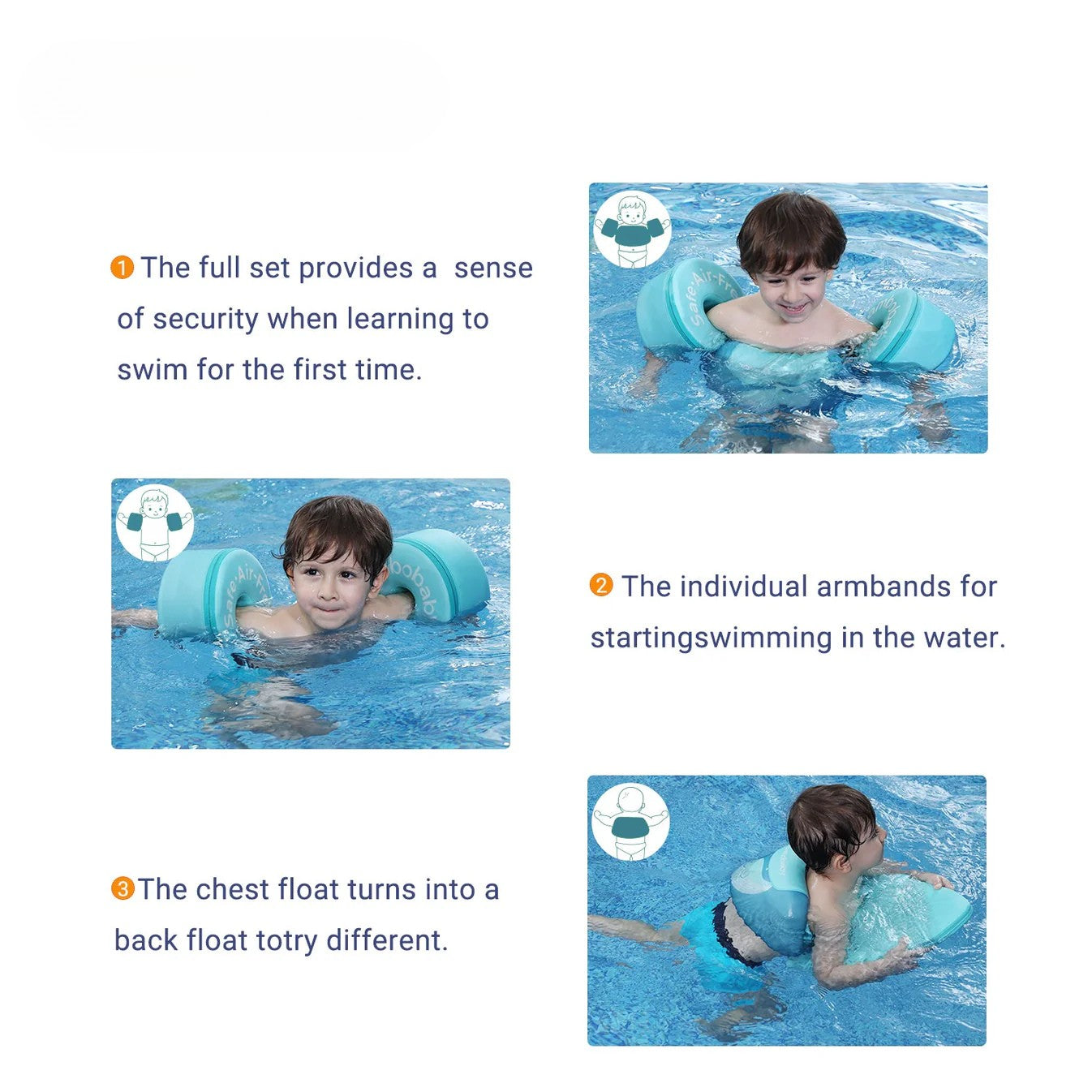 Mambobaby Air-Free Armbands Float Set Swim Trainer AGES 3-8Y for swim training